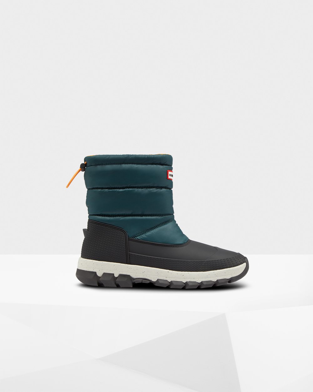Mens Snow Boots - Hunter Original Insulated Short (90ACVSMFD) - Green/Grey